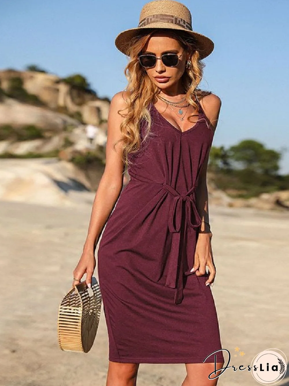 Bag Hip Skirt Sleeveless Pleated Black Sling Dress