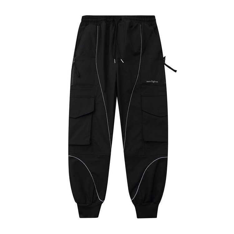Reflective Stripe Overalls plus Size Retro Sports Trousers Men's Waist Casual Pants Men Pants