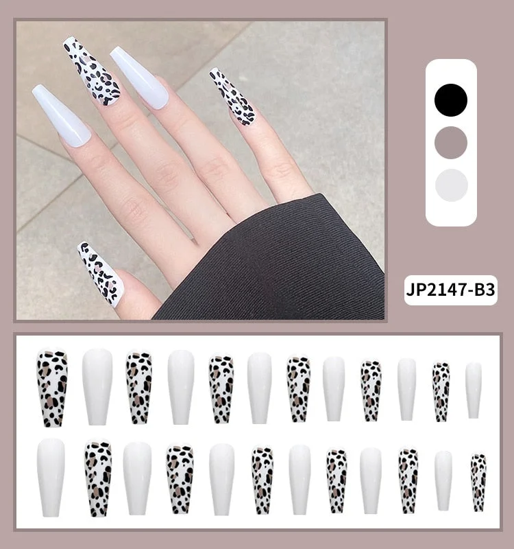 Fashion 24pc/set 10 Sizes Fake Nails Full Cover French False Nail Tips With Double-Sided Nail Adhesive Tab Press On Nails Art-Nail Inspo