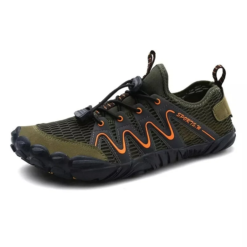 MEN BREATHABLE MESH FABRIC NON SLIP ELASTIC LACE CASUAL WATER SHOES