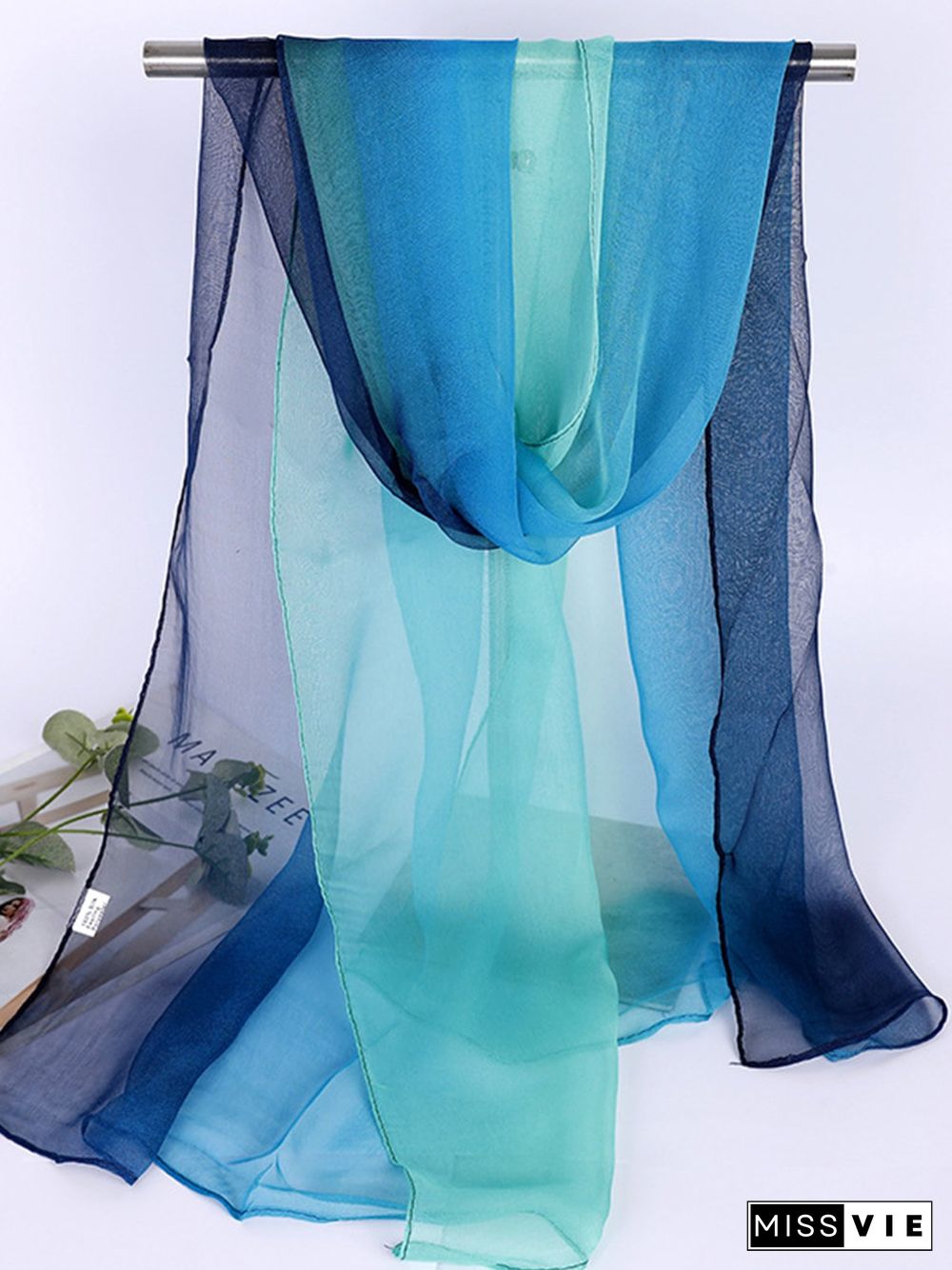 Bohemian Resort Style Gradient Long Silk Scarf Beach Scarf