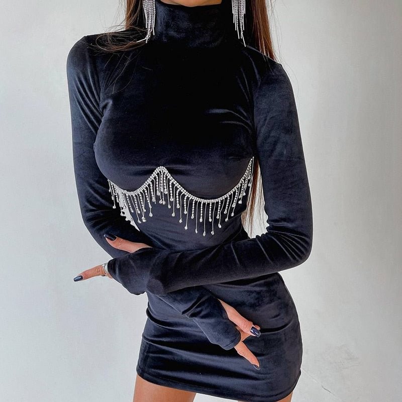 Hawthaw Women Fashion Autumn Winter Long Sleeve Party Club Bodycon Mini Dress 2022 Fall Clothes Wholesale Items For Business