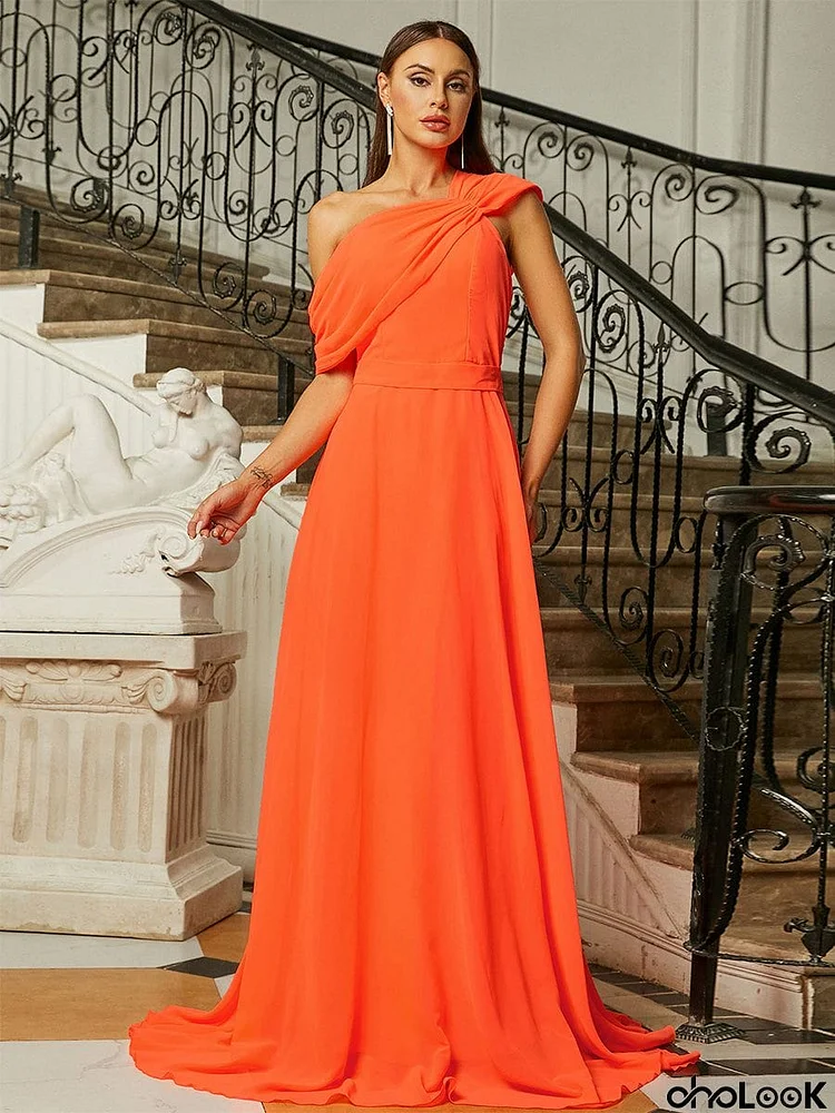 One Shoulder A Line Evening Dress RJ10142