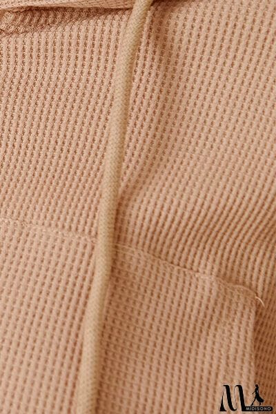 MidiSono - Waffle-Knit Drawstring Zip Up Hoodie