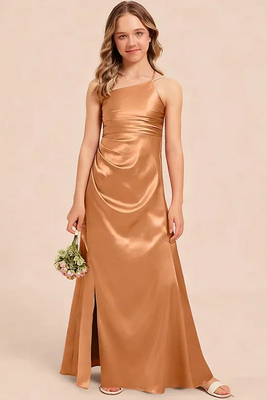 green emerald velvet dress Bridesmaid Dresses Yellow Chiffon for Junior Wedding Party – TANYA BRIDAL main image 0