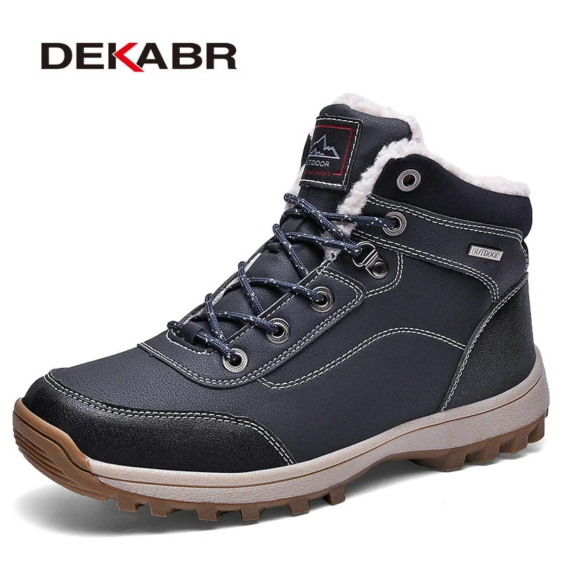 DEKABR Men Fashion Warm Boots 2022 Autumn&Winter Shoes Men Casual Boots Male Brand Genuine Leather Lace-up Ankle Work Men Boots
