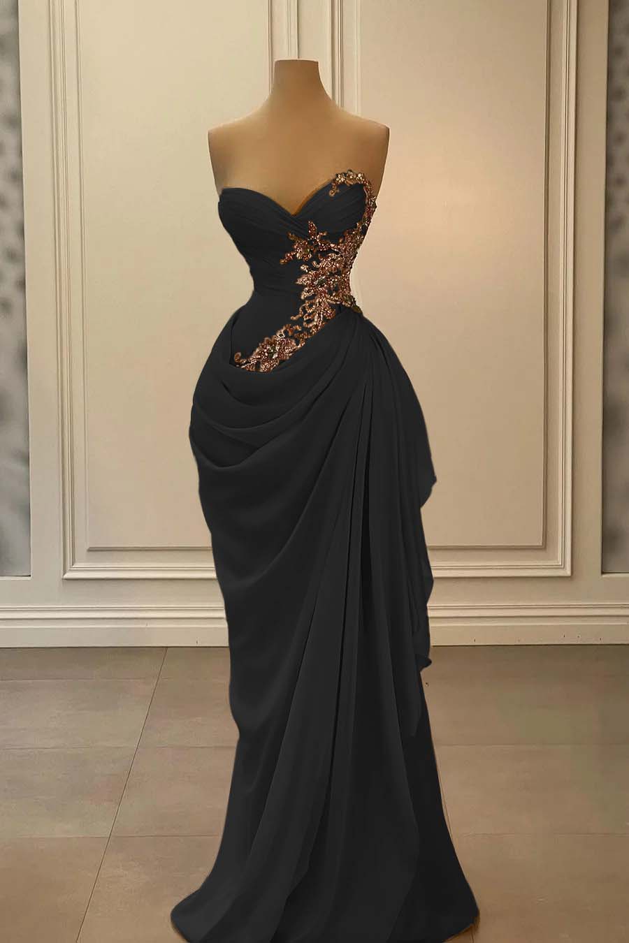 Hidais Strapless Sleeveless Long Mermaid Prom Dress With Appliques 