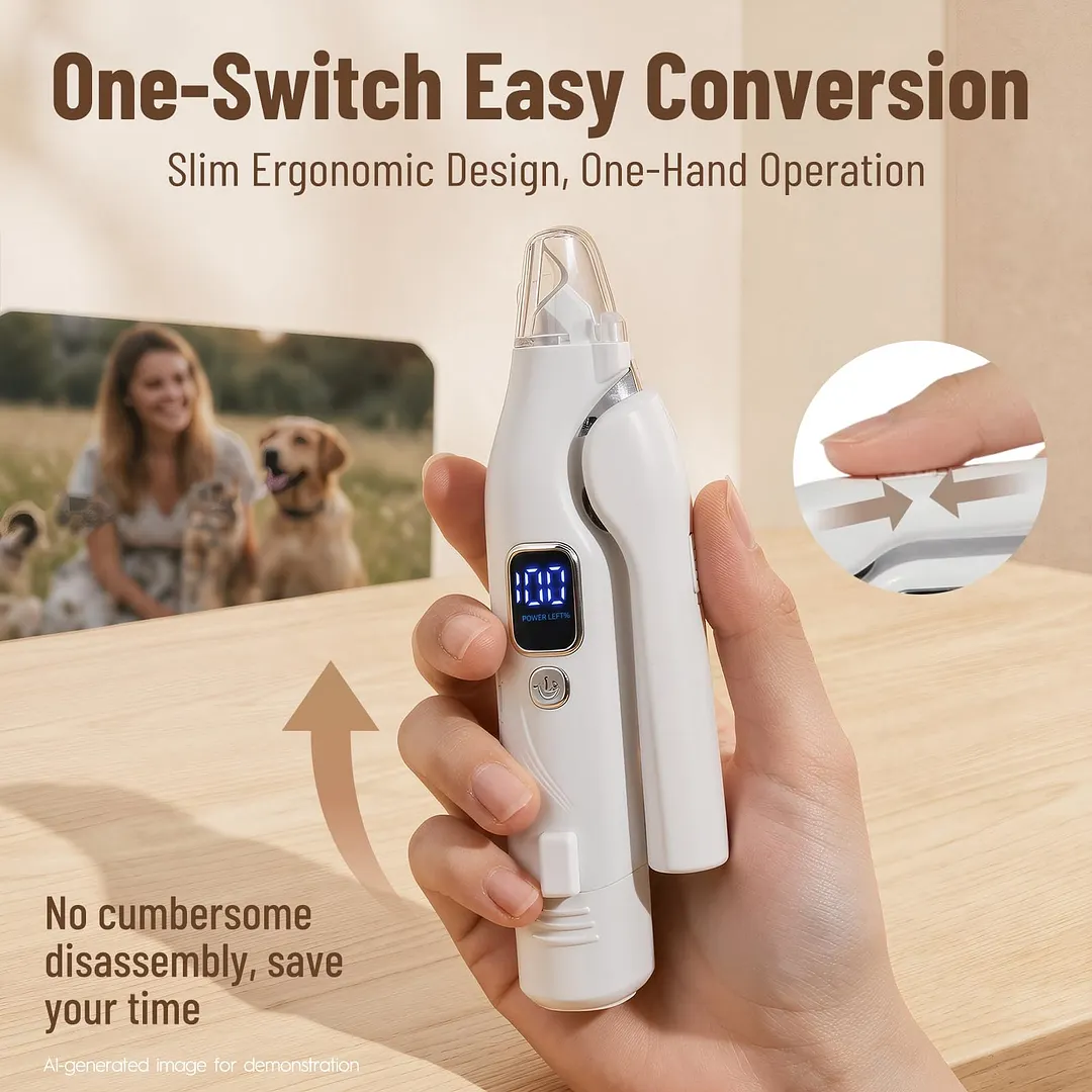 MAXLAPTER 2-in-1 Dog Nail Clippers with LED Light, Rechargeable Pet Nail Grinder for Small Dogs & Cats, 4-Speed Quiet Painless Claw Trimmer