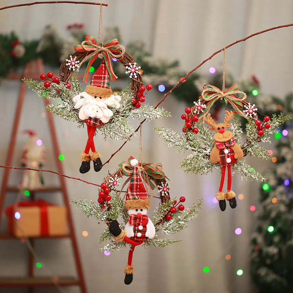 Christmas simulation cute cartoon doll garland window decorations