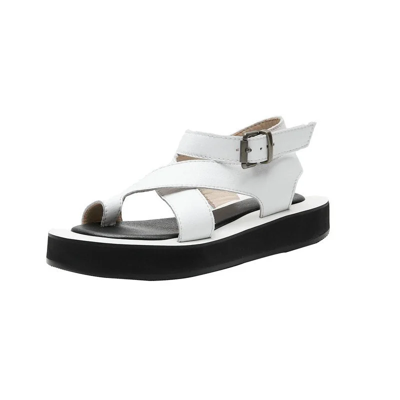 100% Cow Leather flat platform Sandals woman shoes fashion ladies party dress shoes woman summer style women slip-flop