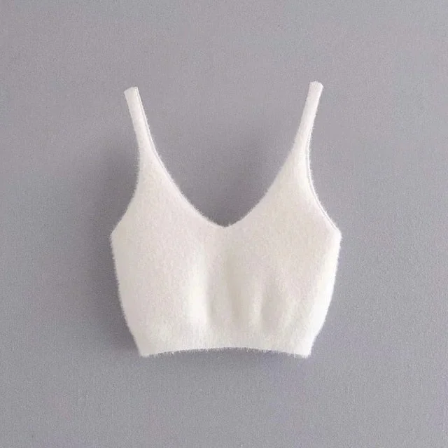 Toloer White Knit Fuzzy Three Piece Set-Outfit Ideas