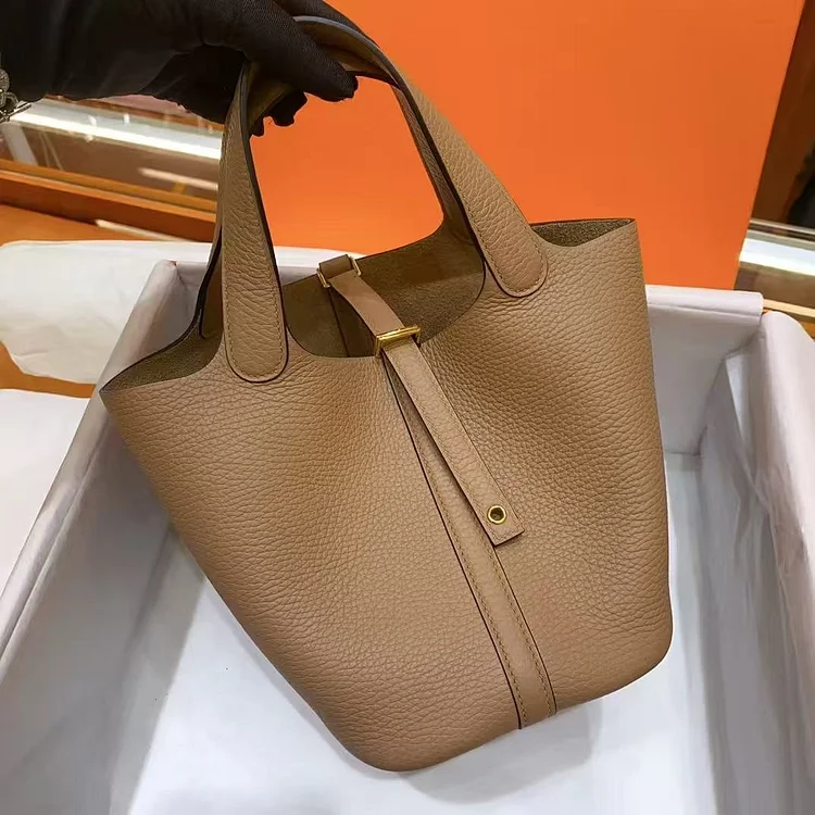 Soft Mini Bucket Bag Women's Handbag New Style Trendy Market Basket Sub-Mother-Like Lychee Pattern Bags for Daily Use