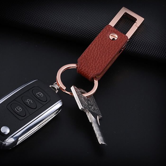 Foldable Leather Loop Keychain for Men
