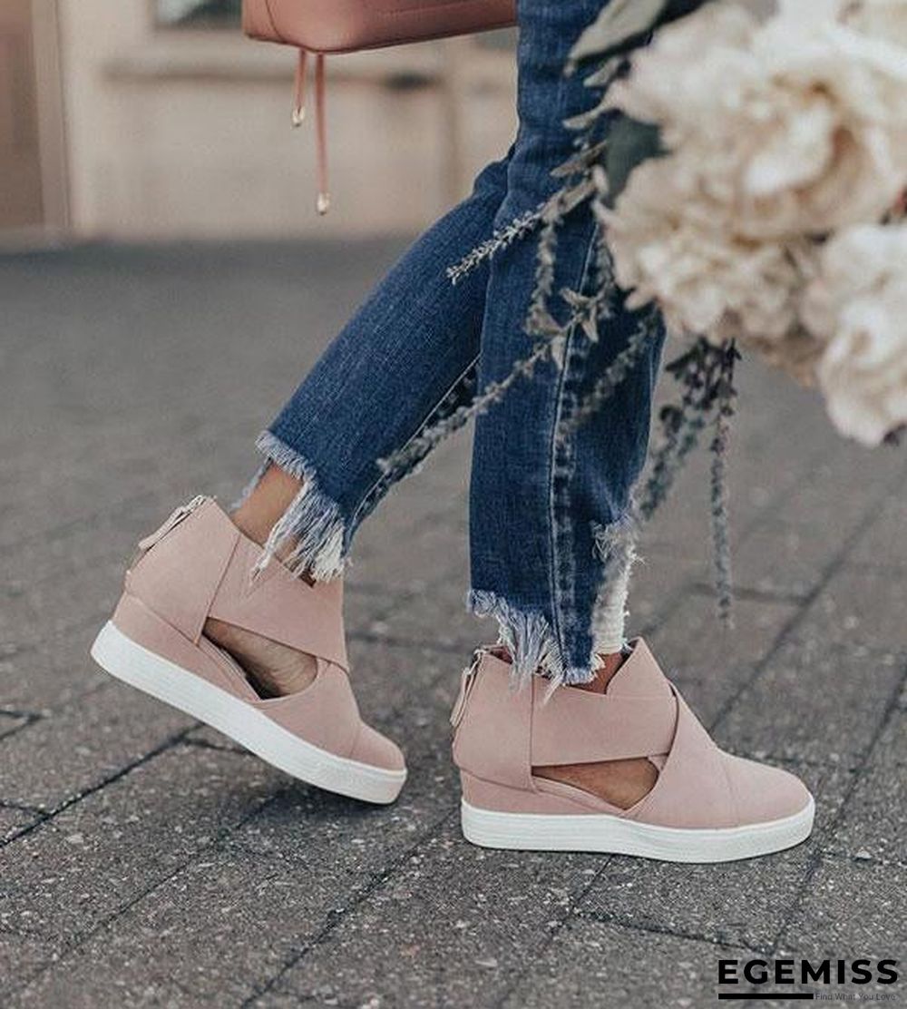 Women Solid High Flats wedges Heel Height Increasing Chunky Platform Vulcanized Sneakers Shoes | EGEMISS