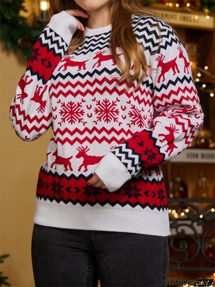 Winter Warm Round Neck Christmas Sweaters for Women