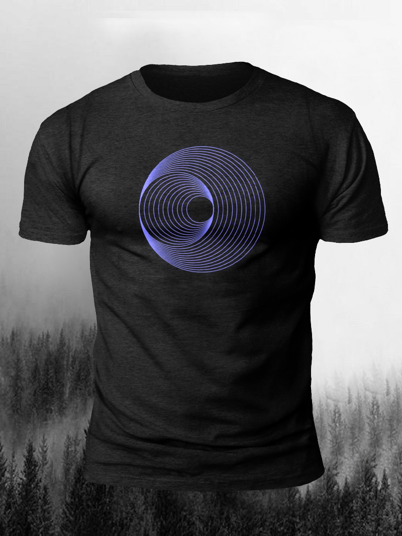 Spiral Hypnosis Geometric Printed Short Sleeve T-shirt