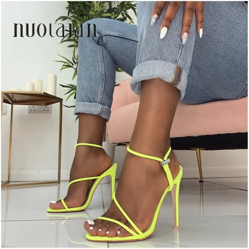 2020 Summer women sandals ankle strap high heel shoes for women sexy peep toe high heels sandals party wedding shoes woman