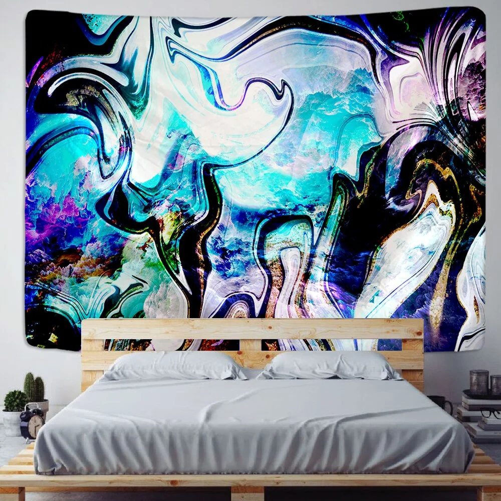Psychedelic Tapestry Flower Wall Decor Hanging Room Starry Sky Carpet Moon Tapestries Art Home Decoration Accessories