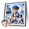 (US Local)Paint By Numbers Kit On Canvas DIY Oil Art Seaside Boy and Dog Picture Home Decor40x40cm