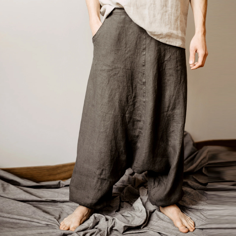 Men's Relaxed Drop-Crotch Linen Pants