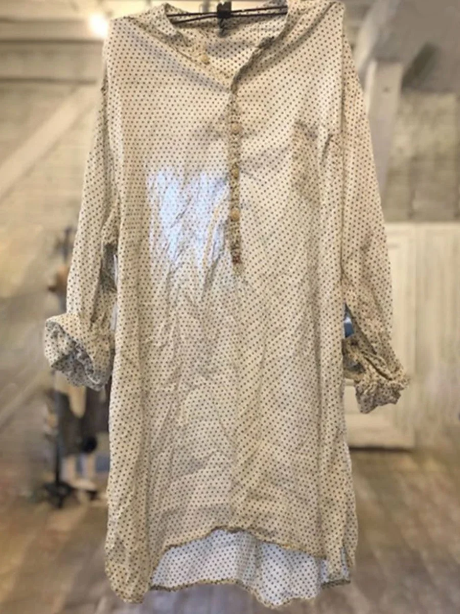 Dot Pattern Loose Casual Style Soft Blouse