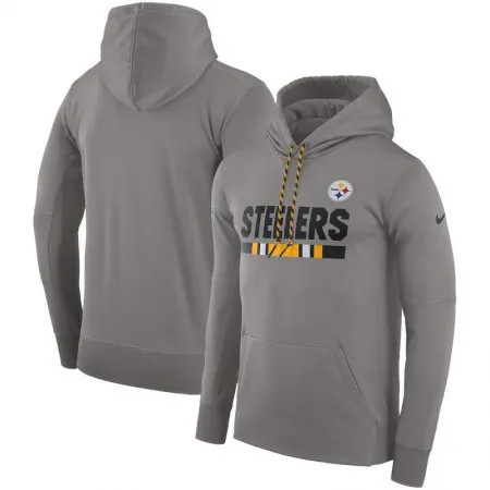 Men's Pittsburgh Steelers  Heather Gray Sideline Team Name Performance Pullover Hoodie