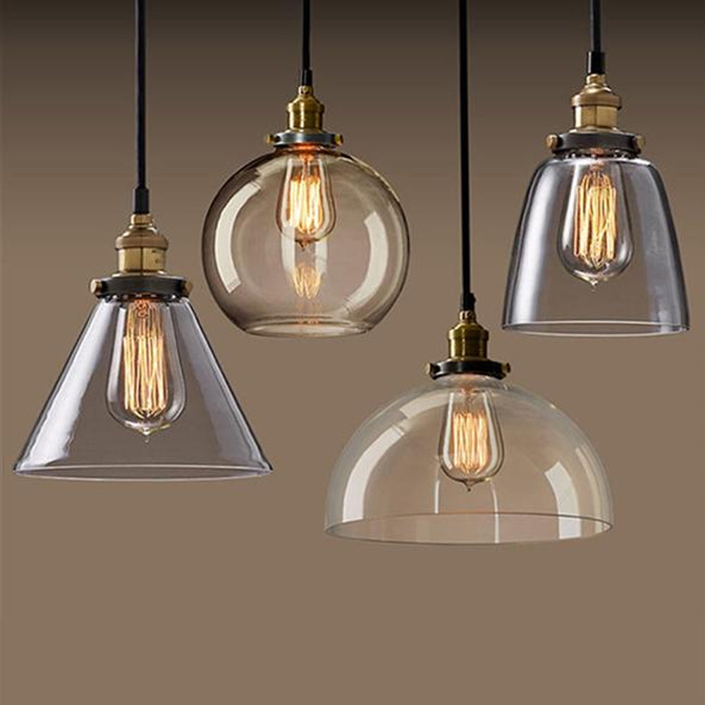 Vintage Pendant Lights Amber Glass E27 Edison Bulb Pendant Lamp