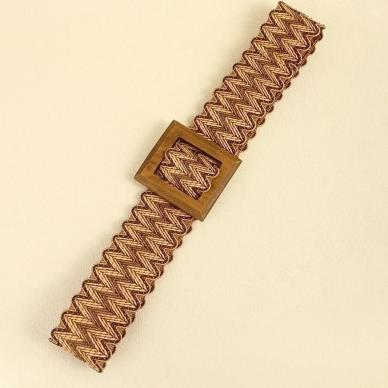 Casual Stripe Straw Woven Belt Women’s Woven Belts