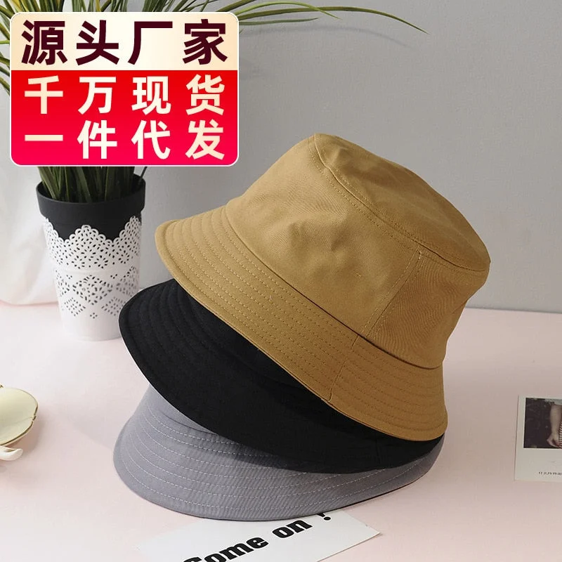 Black White Solid Bucket Hat Unisex Caps Hip Hop Gorros Men Women Summer Panama Cap Beach Sun Fishing Boonie Hat 2020