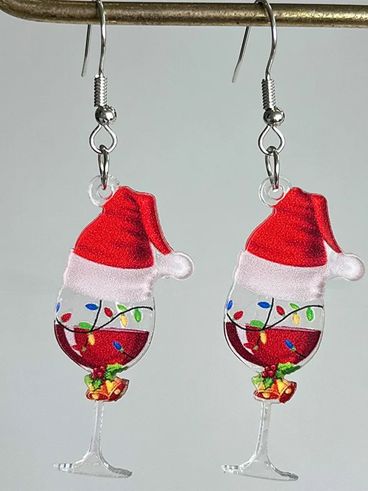 Christmas Wine Lights String Acrylic Earrings