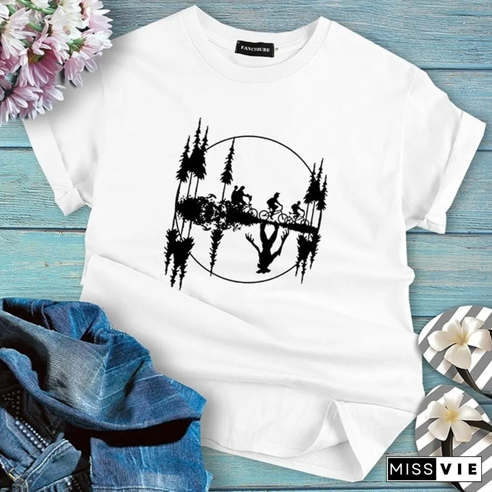 Stranger Things Print Short Sleeve T-Shirt Women Casual Funny T Shirt Tops