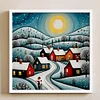 Colorful Houses - 14CT Stamped Cross Stitch - 40*40cm