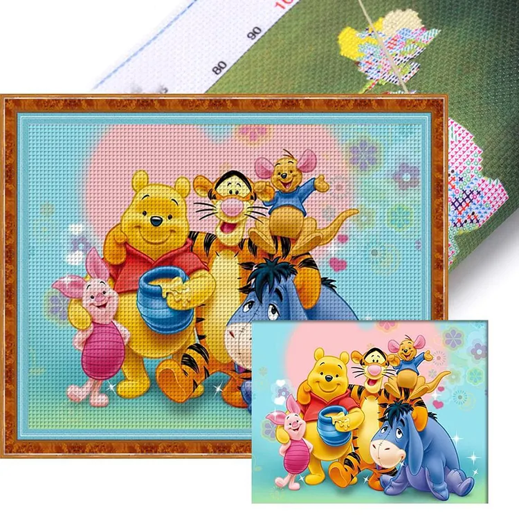 【Huacan Brand】Winnie the Pooh and His Friends 50*40cm 11CT Stamped Canvas Cross Stitch gbfke
