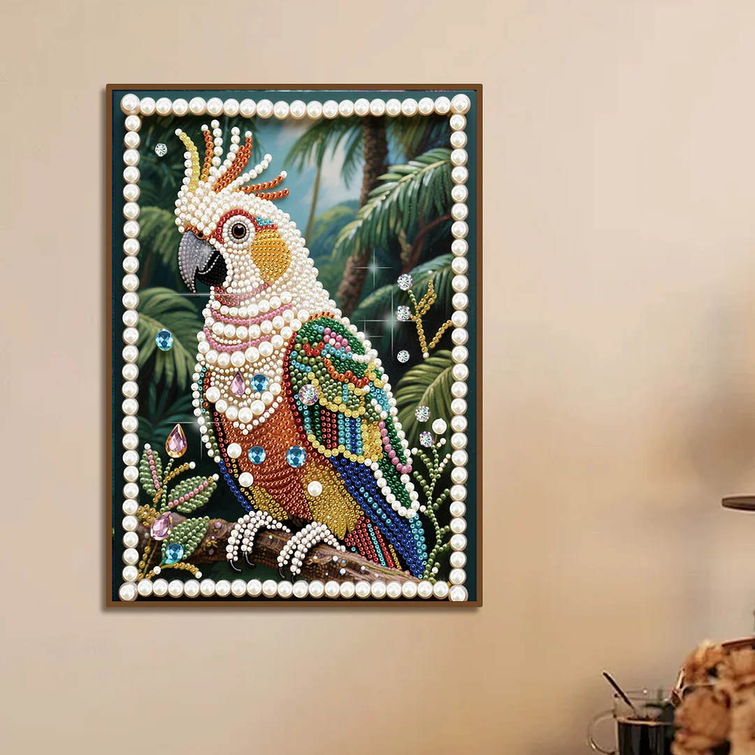 Yellow Parrot DIY Partial Diamond Pearl Painting Art Kits 30x40cm Special Shape Pearl Gem Paintings Picture Arts Craft for Home Wall Decor
