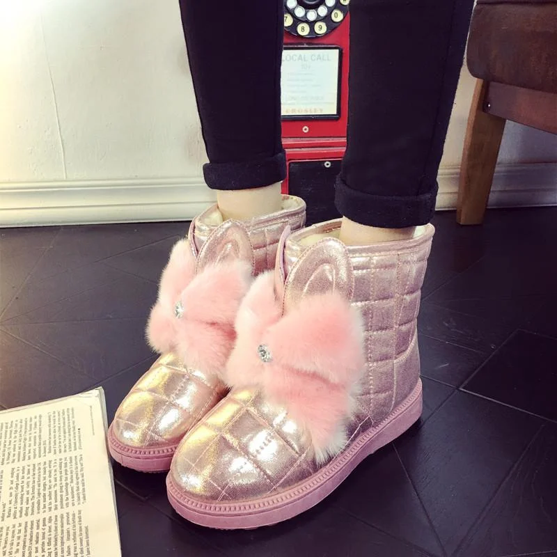 Grey/Black/Pink Thicken Snow Boots SP164830