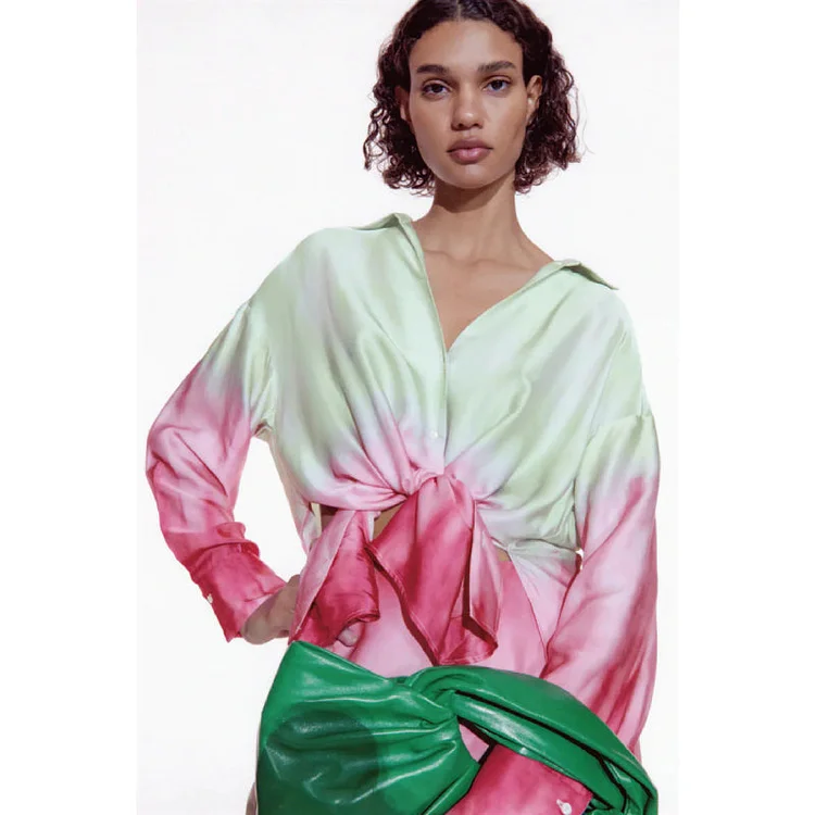 Long Sleeve Tie Dye Single-breasted Shirt
