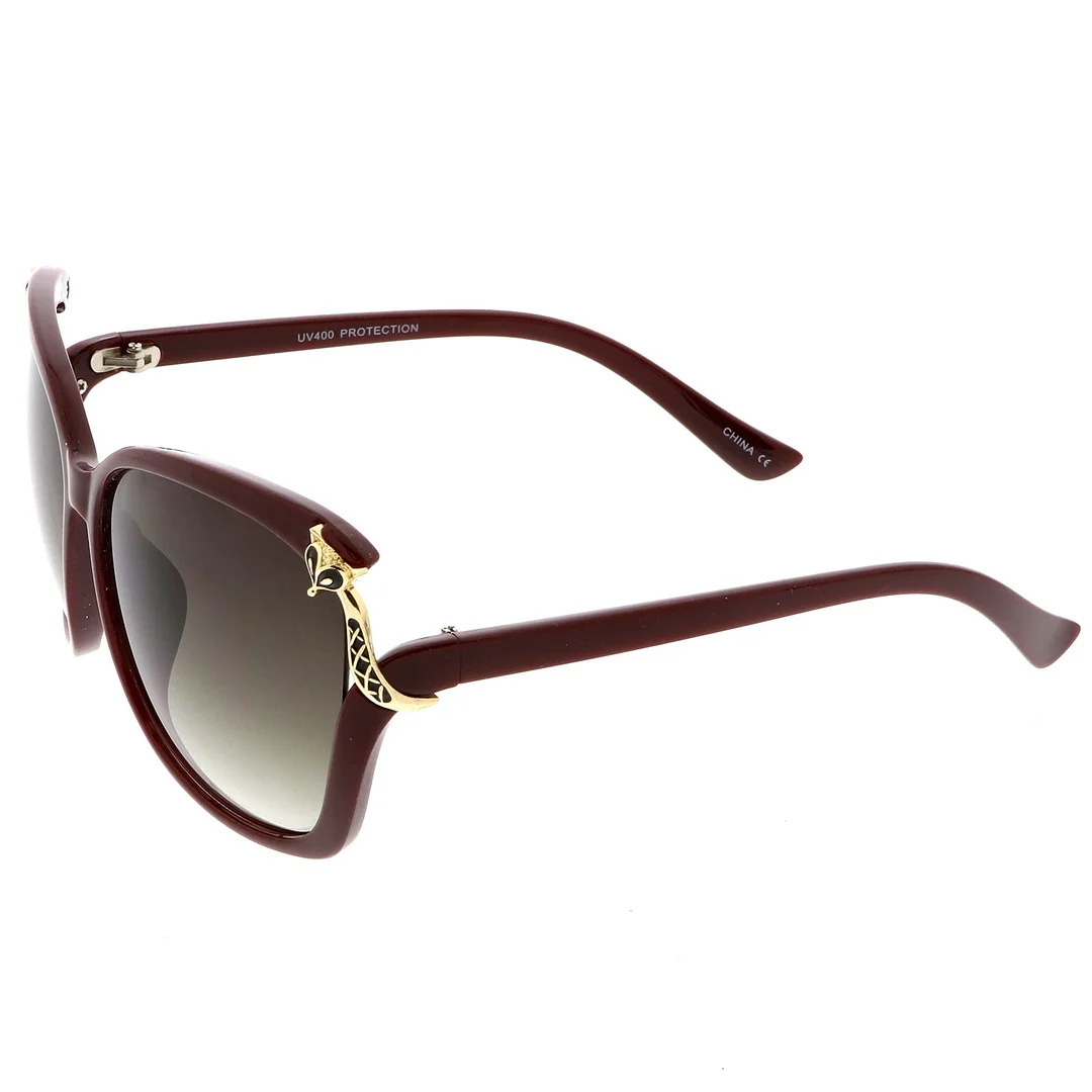 Women's Oversize Square glasses With Metal Fox Accent Cutout 60mm