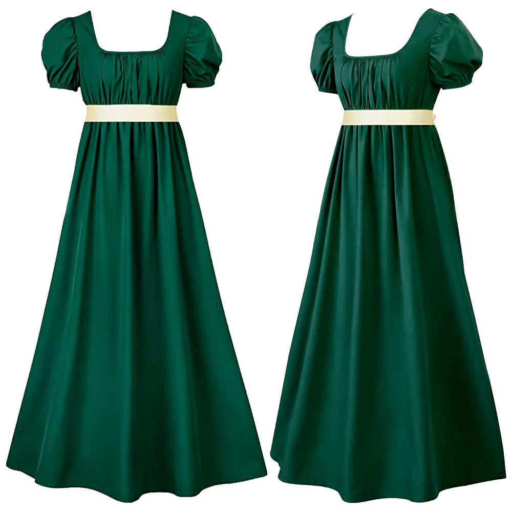 Regency Dress Short Sleeve Square Neck Bridgerton Empire Tea Gown Jane Austen Waist Prom Dress Novameme