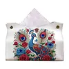 Kit de bo&icirc;te de mouchoirs Peacock DIY PU Diamond Box de Mouchoirs de bureau avec strass et bo&icirc;te de mouchoirs d&eacute;corative en diamant pour adultes
