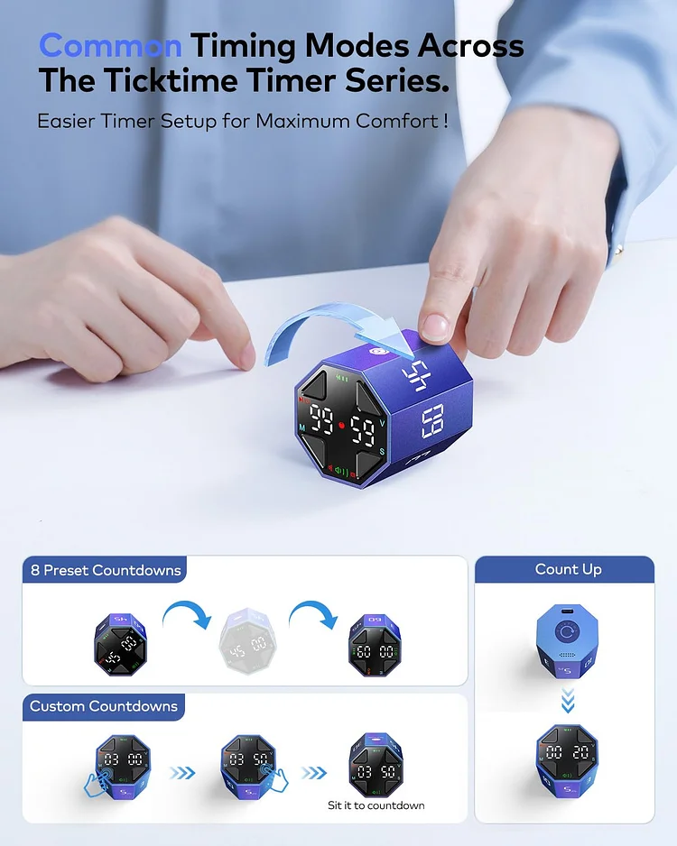 Ticktime 2 Max | Octagon Ticktime Pomodoro Timer | Digital Timer