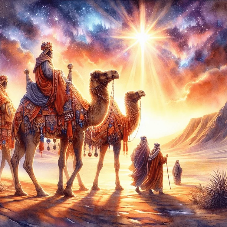 Nativity Of Jesus On Desert Camel 30*30CM (Canvas) Full Round Drill Diamond Painting gbfke