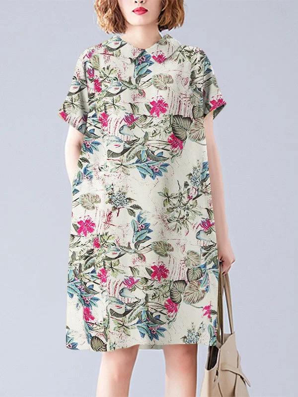 Literary Retro Short Sleeve Loose Dress