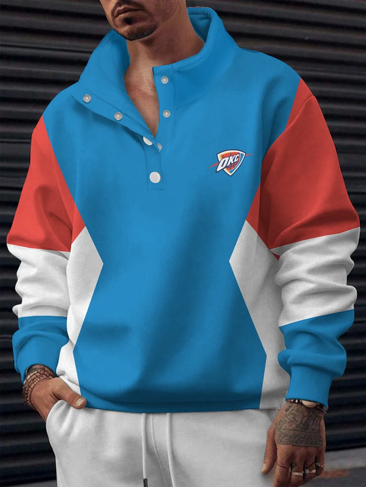 Oklahoma City Thunder 2025 New Design Casual Snap Mockneck Pullover