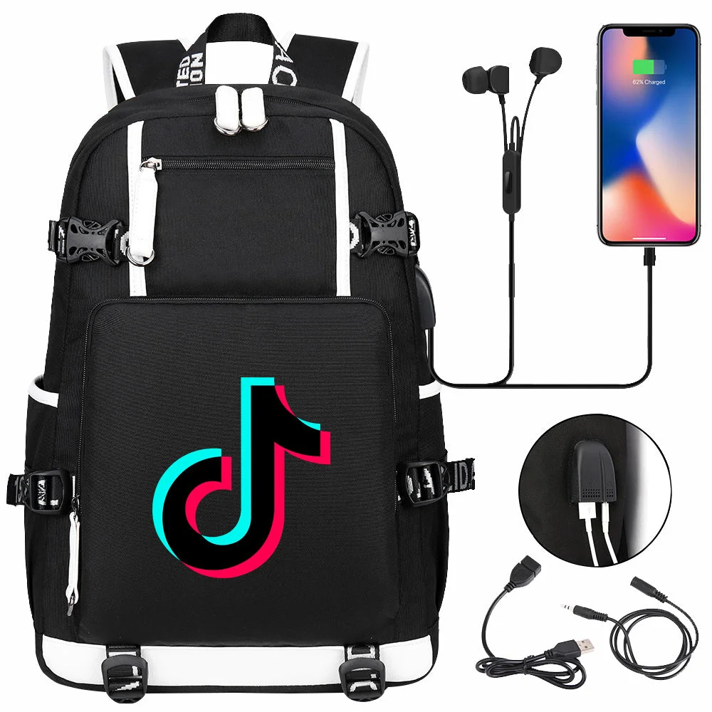 Buzzdaisy Tik Tok #1 USB Charging Backpack School NoteBook Laptop Travel Bags