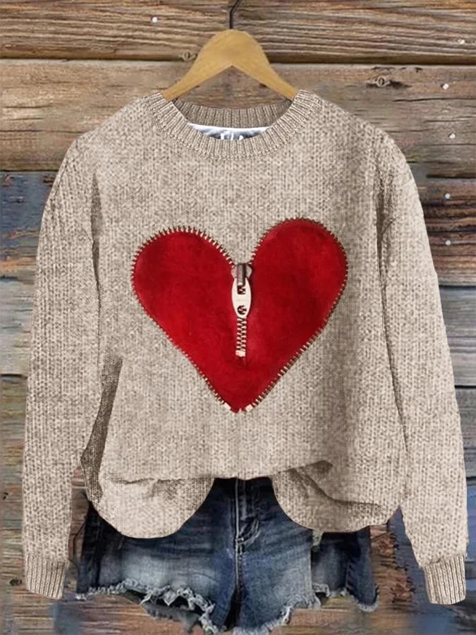 Women's Valentine's Day Heart Print Sweatshirt