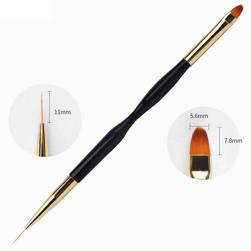 1Pc Double End Nail Brush Painting Drawing Lines Pen 3D Tips DIY UV Gel Flowers Dual End Nail Art Acrylic Brushes Nail Art Tools