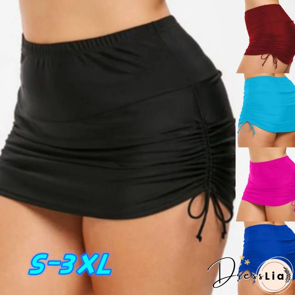 New Women S-3L Swimsuit Bottom Summer Swim Short Skirt Casual Tankini Mini Skirt Swimwear Bikini Bottoms Solid Color Short Skirts