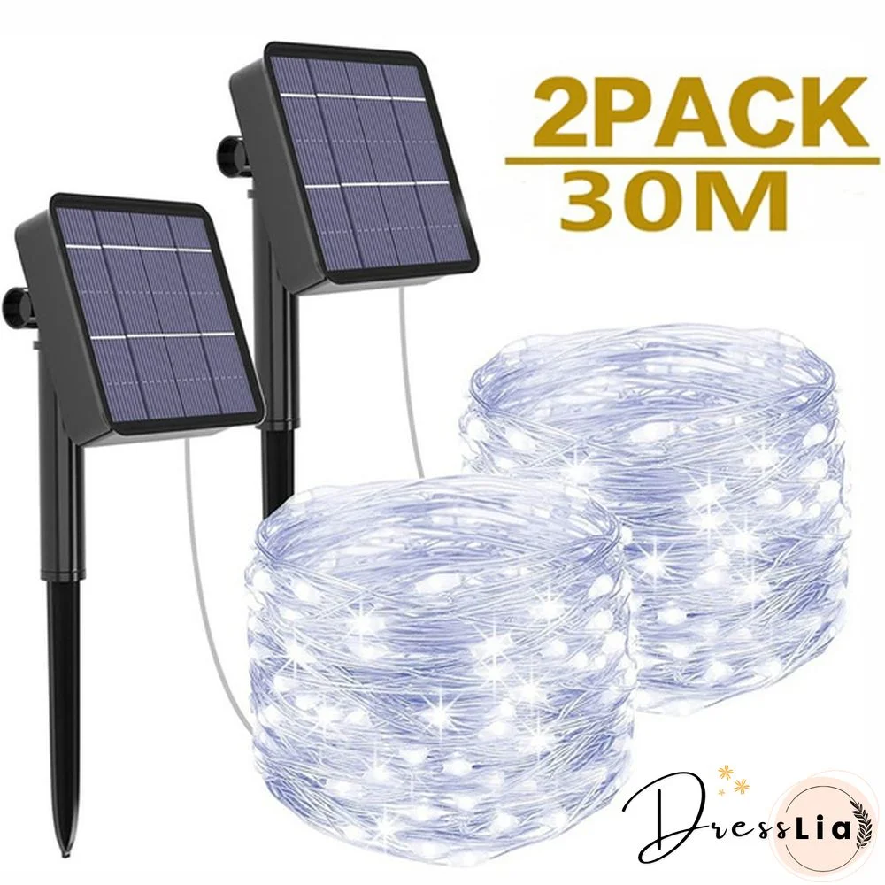 300/200/150/100/50/20 LEDs Waterproof Solar String Lights, Fairy Copper Wire String Lights for Christmas, Patio, Lawn, Garden, Wedding, Party and Holiday(1/2Pack)