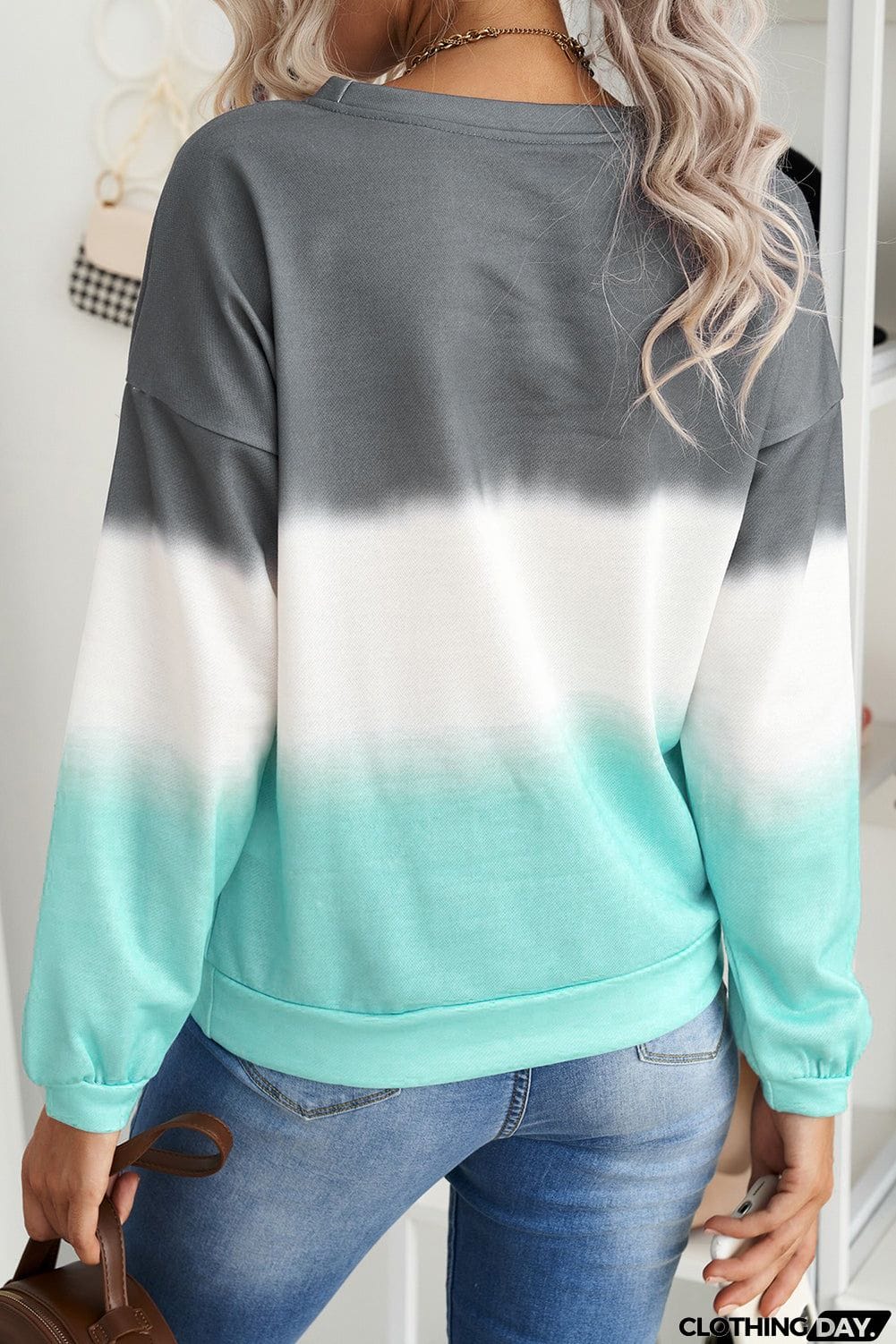 Multicolour Color Block Tie Dye Pullover Sweatshirt