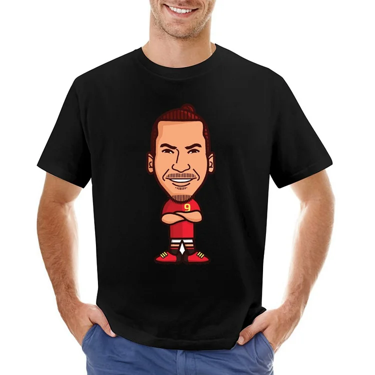 Cartoon Zlatan Ibrahimovic Inspired Number 9 Men's Soccer Culture Tee